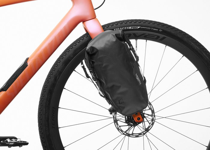 5L fork pack on bike fork