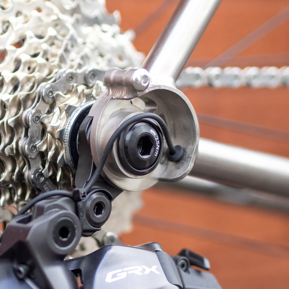 grey bike fitted with a non-SRAM UDH