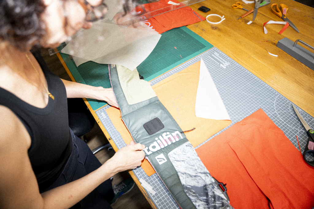 Tailfin product design workshop with a designer prototyping outdoor gear.