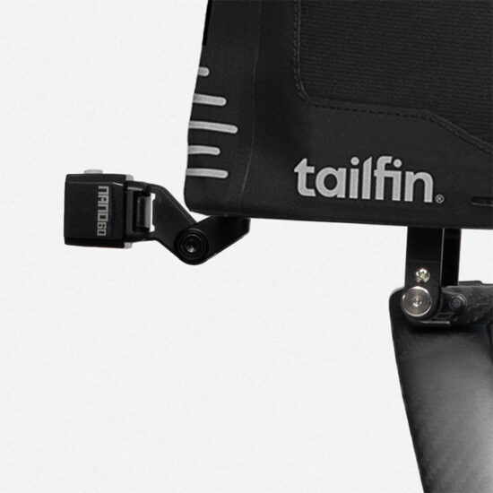 Tailfin cycling bag featuring a rear safety light mount bracket.