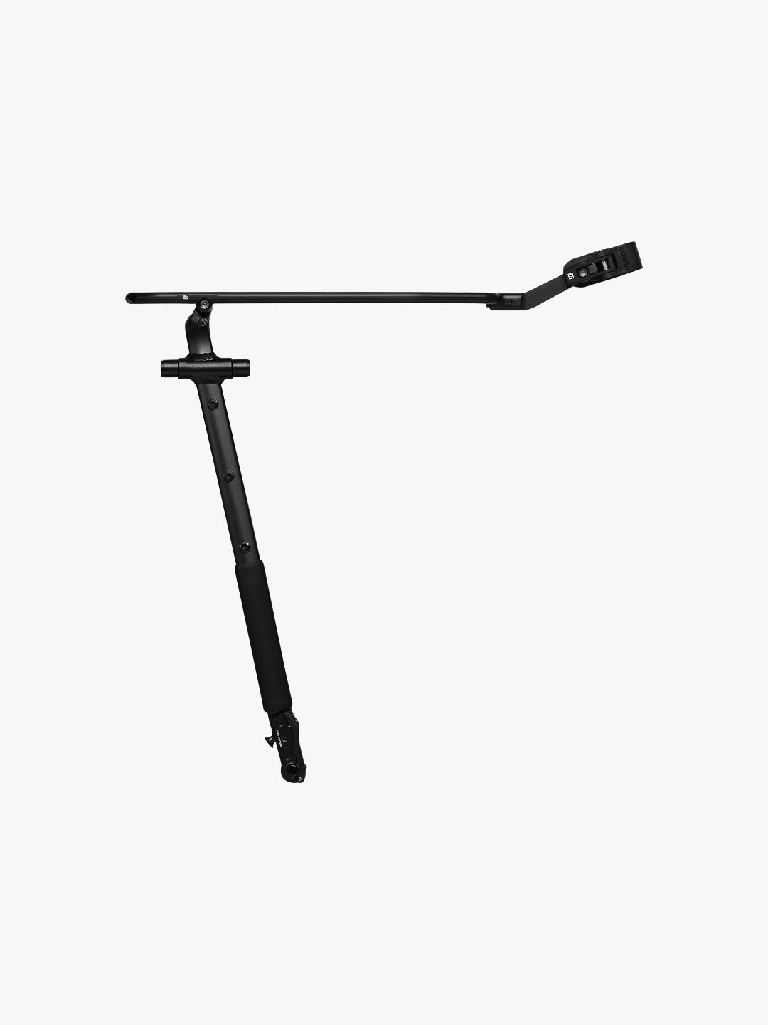 Tailfin matte black rear bicycle rack component for lightweight bikepacking.