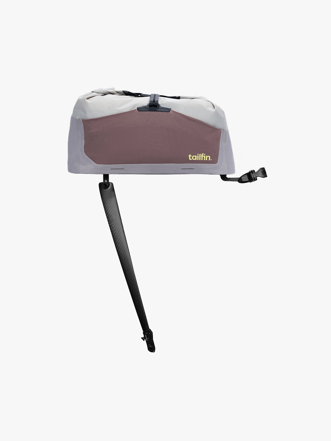 Aerodynamic Tailfin bicycle trunk bag and lightweight carbon fibre rack for bikepacking.