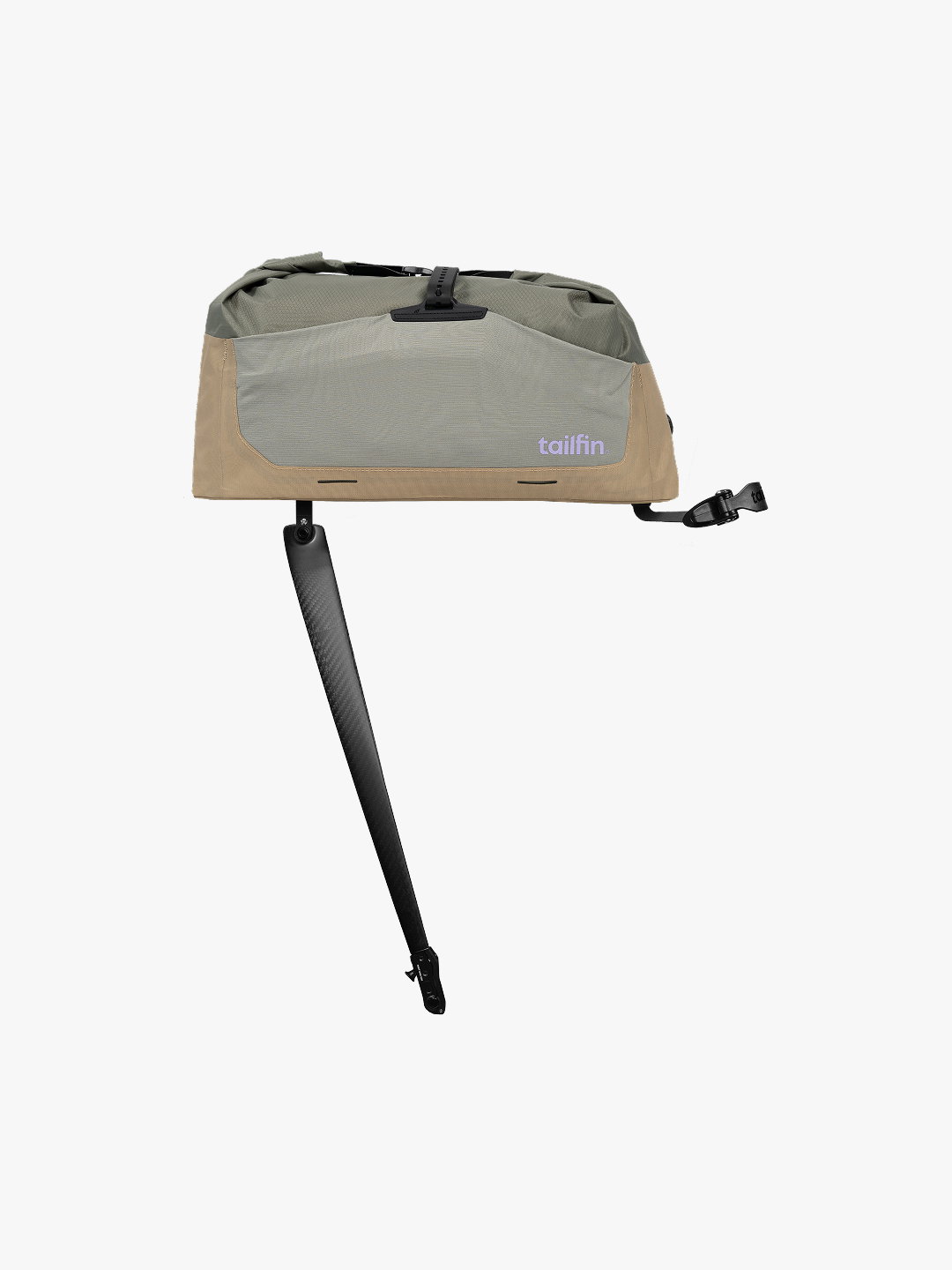 Tailfin carbon fibre bicycle rear rack and waterproof trunk bag for bikepacking.